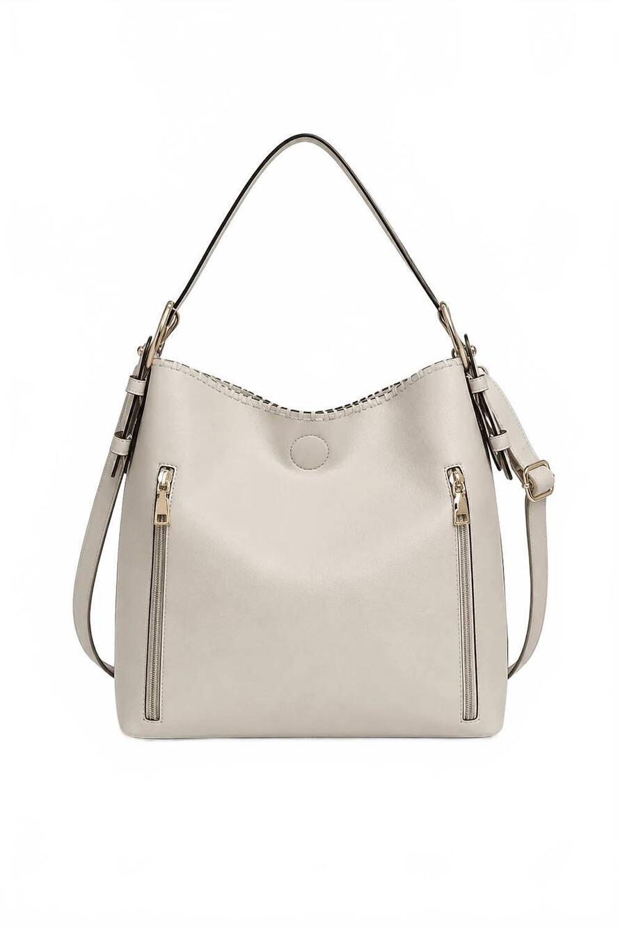 NEW JEN & CO. women's 2-in-1 convertible hobo bag in greige pearl